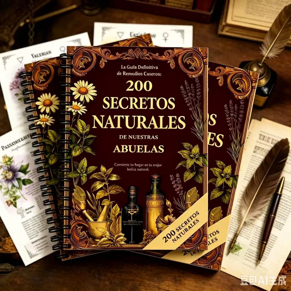 Herbal Wellness Guide - 200 เคล็ดลับธรรมชาติ คู่มือการรักษาด้วยสมุนไพรสเปนขนาด A5, หนังสือการรักษาด้วยสมุนไพรของคุณย่าและหนังสือสุขภาพธรรมชาติ
